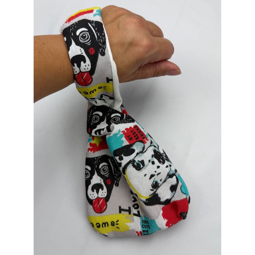 Handmade Dog Print Japanese Knot Bag Wristlet Pouch Dalmatian Graphic Small Bag